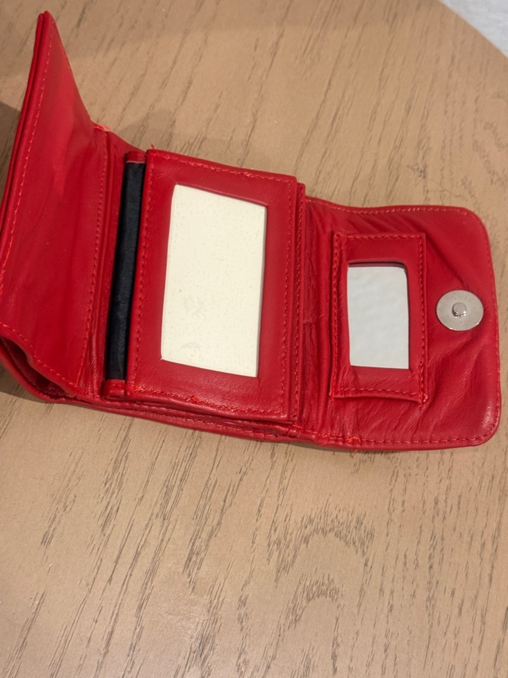 Red Leather Wallet with Silver Accent - Picture 4 of 7